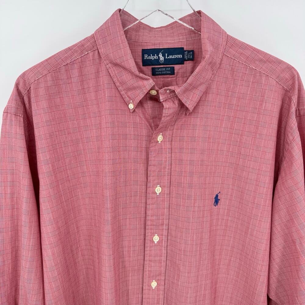 Ralph Lauren Mens XL Classic Fit Long Sleeve Button Front Shirt Red Plaid Cotton - Picture 2 of 9
